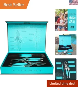 Crab & Lobster Seafood Tool Set - 2 Shell Crackers With Cutters & 4 Multi-Use... - Picture 1 of 10