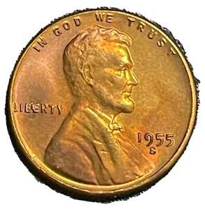 1955 S PENNY “I-E” & OFF CENTERED DOUBLE ERORR Beautiful Toning!! Rare Red BU!!! - Picture 1 of 5