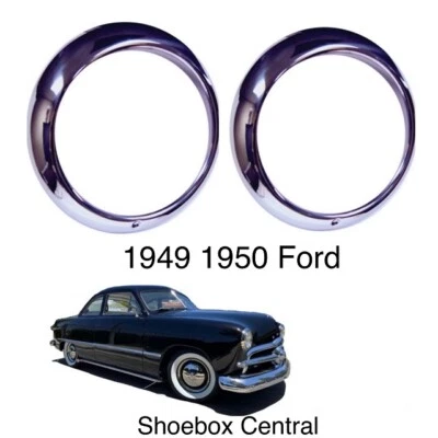 Nuevo Ford 1949 1950 Coche de Pasajeros Acero Inoxidable Faro Borde Anillo Biseles Caja de Zapatos Foto 1 de 4