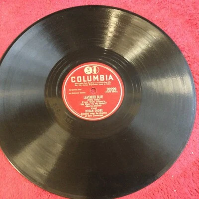 Dinah Shore 78RPM Columbia 38299 Lavender Blue & So Dear To My Heart (1948) EX - Image 1 of 4