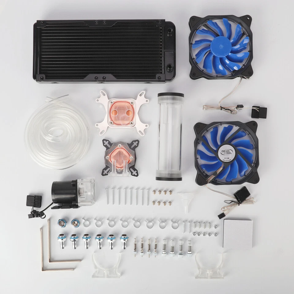 PC Wasserkühlung Set CPU 240mm Kühlkörper Heizkörper GPU+LED Lüfter DIY Kit NEU - Bild 1 von 4