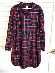 Oshkosh Plaid Flannel Dress Long sleeve Girls 14 EUC - Picture 1 of 14