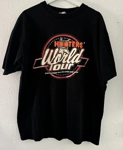 Vintage HOOTERS World Tour Graphic T-Shirt Size XL “Sold Out” - Picture 1 of 8