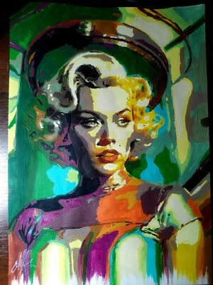 Acrilyc retrato de la cósmica Marilyn Monroe, hecho a mano Foto 1 de 3