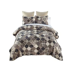 Donna Sharp Driftwood Cotton Pieced Patchwork Quilted Bedding Set - 3-Piece Q... - Picture 1 of 9