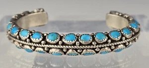 Vintage Navajo Turquoise Sterling Silver Heavy Cuff 55g - Picture 1 of 5