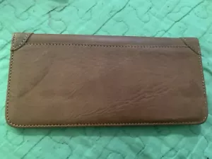 Cartera de chequera de cuero marrón suave sin marca - Imagen 1 de 3