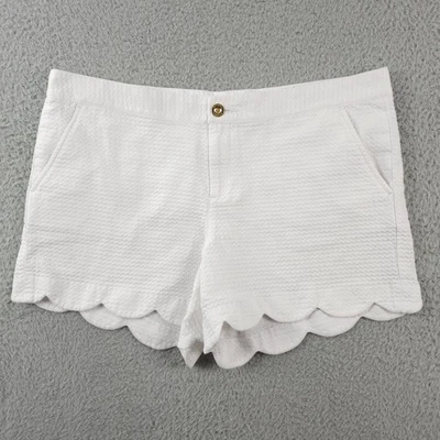 Шорты женские Lilly Pulitzer 14 белые лютик зубчатый подол хлопок прибрежные 4 дюйма - Изображение 1 из 4