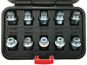 10PC BMW MASTER LOCKING WHEEL NUT SOCKET SPLINE TAMPER PROOF REMOVAL KEY SET - Picture 1 of 4