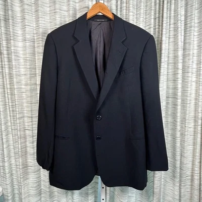 Armani Collezioni Mens Black Wool Two Button Blazer Jacket Made in Italy - Image 1 of 4
