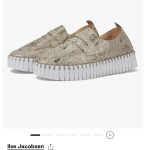 Ilse Jacobsen Tulip 3868 Snake Embossed Slip On Sneakers Wheat Size 38/ US 8 - Picture 1 of 10
