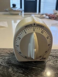 Lux White Minute Minder Timer Retro Style w Black Markings 60 Min - Picture 1 of 4