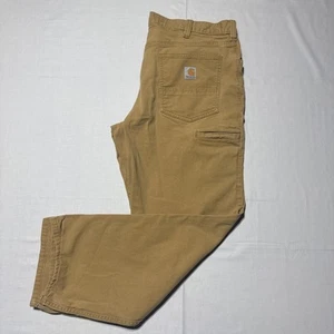 Pantalones de trabajo CARHARTT resistentes flexibles calce relajado para hombre marrón lona 38x30 BN2517-M - Imagen 1 de 7