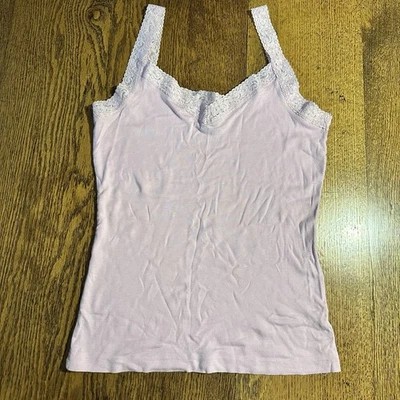 Camiseta sin mangas Y2K Gap encaje ribete cami camisola mediana rosa BalletCore suave niña de colección Foto 1 de 4