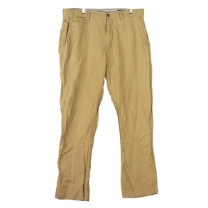 Polo Ralph Lauren Pants Mens 32 Khaki Chino Flat Front Linen Blend Straight - Picture 1 of 15