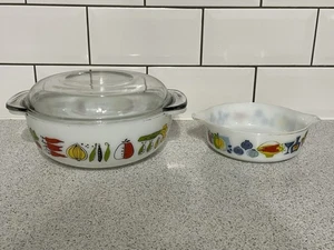 JAJ JAMES A JOBLING PYREX GLAS DECKEL ERNTESCHALE & FIESTA KLEINE SCHALE um 1960 - Bild 1 von 8