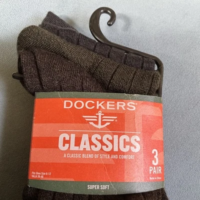 Dockers мужской классический 3 пары супер мягкий платье Crew носки подходит размер обуви 6-12 - Изображение 1 из 3