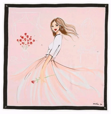 Talbots 100% Seda 41" Bufanda Artista Caroline So Concienciación Cáncer de Mama Femenino  Foto 1 de 4