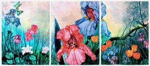 BLUE SPRING SONG - Intaglio Triptych on Hand Made Paper By Mikulas Kravjansky - Picture 1 of 5