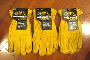 Lot of 3 Wells Lamont Heavy Duty Leather Work Gloves Premium Cowhide - All Size