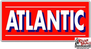 (ATLANTIC-6) 4.75 x 2.75 ATLANTIC GASOLINE GAS PUMP OIL TANK DECAL - Imagen 1 de 1