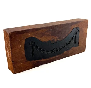 Antique Wood Block Architectural Floral Swag Numbered Plaster Cast Mold 13" - Picture 1 of 13