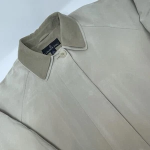London Fog Womens Barn Chore Coat Jacket Faux Suede Tan Brown Collar Pockets L - Bild 1 von 20