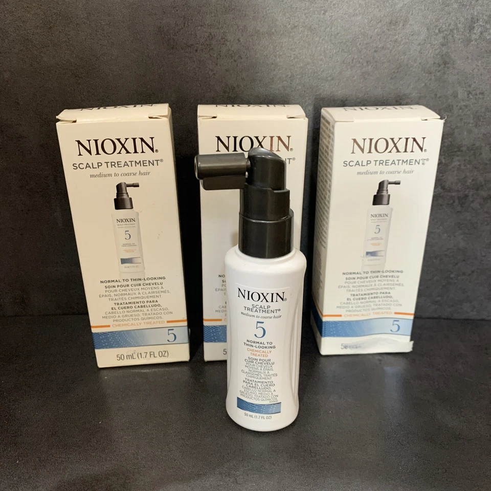 3 Nioxin 5 SCALP TREATMENT Thinning Hair Loss CHEMICALLY TREATED 1.7oz x 3=5.1oz - Image 1 of 1