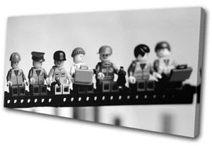 Lunch Brick Men New York Skyscraper Humour SINGLE CANVAS WALL ART Picture Print - Picture 1 of 1