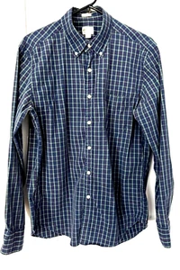 J CREW TAILORED FIT BLUE/GREEN PLAID MEN'S LONG SLEEVE BUTTON DOWN SHIRT, SIZE M - Picture 1 of 8