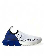 Dolce & Gabbana White Blue Sorrento Low Top Men Casual Sneakers Shoes