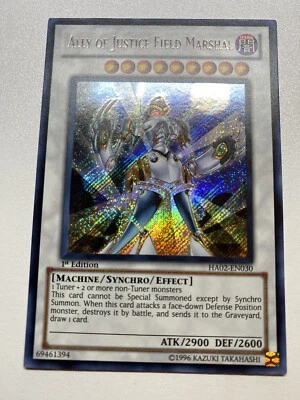 Yugioh Ally Of Justice Field Marshal 1st Edition Secret Rare HA02-EN030 LP - Image 1 of 4