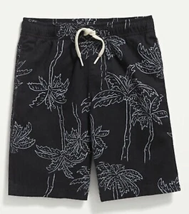 Old Navy Kids Size Medium (8) Flat Front Twill Jogger Shorts .. Black Palm Tree - Picture 1 of 2