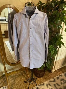 Boggi Milano Men’s Luxury Button Down Shirt - New Classic - Blue & White Striped - Picture 1 of 9