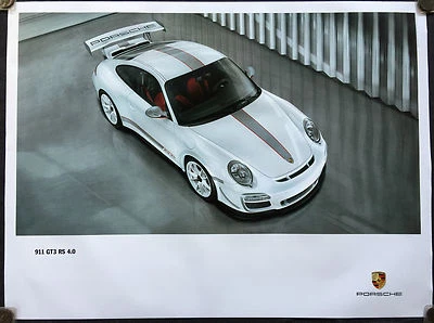 PÓSTER OFICIAL PORSCHE 911 997 GT3 RS 4.0 VISTA PLANO SALA DE EXPOSICIÓN 2011 RARO Foto 1 de 2