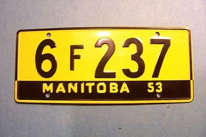 VINTAGE GENERAL MILLS PROMO/PREMIUM MINI LISCENSE PLATE - 1953 MANITOBA - Picture 1 of 3