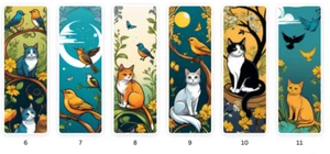 15 Marcadores Imprimibles Digital Archivo PDF Regalo Primavera Barroco Felino Gato y Pájaro - Imagen 1 de 5