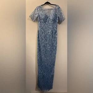 NWT JS Collections Sequin Embroidered Evening Gown in Ice Blue - Sample Dress: 4 - Picture 1 of 12