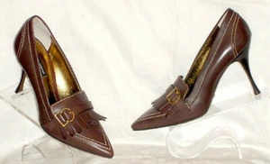 D&G DOLCE & GABBANA DK BROWN SHOES W/FRINGE BUCKLE 38.5 - Picture 1 of 1