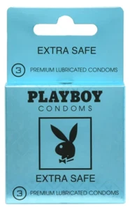 Playboy Extra Safe Condoms Premium Lubricated Latex 3 Count - Picture 1 of 2