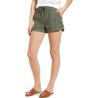 NEW CASLON Nordstrom Women's Olive Green Linen Shorts Size XXL Casual Beach  - Image 1 of 4