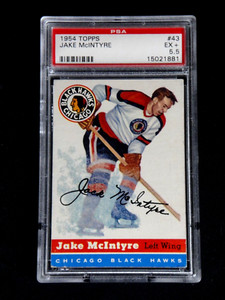 JAKE MCINTYRE 1954 TOPPS HOCKEY CARD #43 PSA 5.5 EX+ 1954-55 CHICAGO BLACK HAWKS