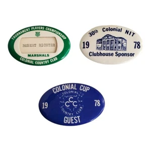 3 Colonial Inv. Golf PGA Pins/Badges- 1978 Guest & Sponsor, 75 Marshall Vintage - Picture 1 of 5