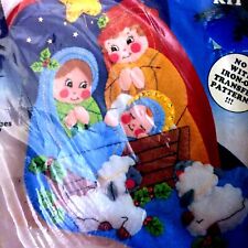 Cute Nativity Christmas Stocking 16" Craft Kit Applique Felt Sequins 5013