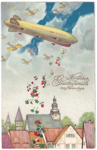 Zeppelins & Airplanes AK Happy Name Day - Picture 1 of 2