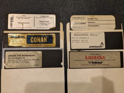 Vintage Floppy Disk Video Games 6x Karateka, Conan, Ardok the Barbarian, Bazooka - Image 1 of 4