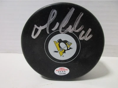 Disco de los pingüinos de Pittsburgh autografiado firmado por Mario Lemieux con certificado de autenticidad  Foto 1 de 2