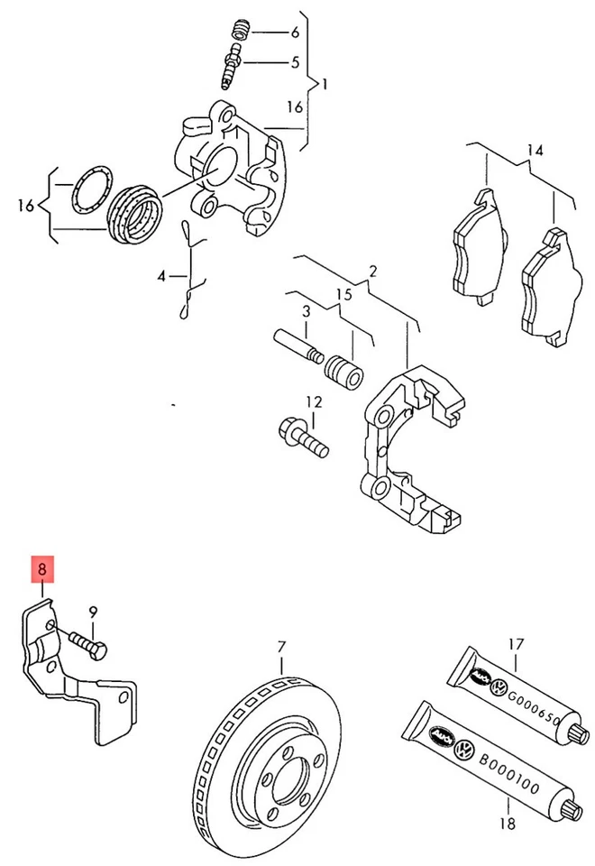 Placa de cobertura genuína AUDI SEAT A6 Allroad Quattro para disco de freio 4F0615311A - Imagem 1 de 1