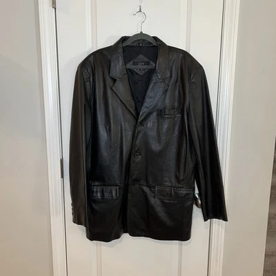  Chaqueta de cuero para hombre City Jones New York 44L Foto 1 de 4