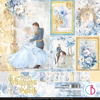 Ciao Bella Paper Midnight Spell 12"x 12" Scrapbooking Paper Princess Blue Floral